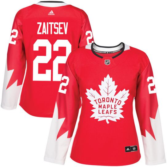 2017 NHL Toronto Maple Leafs women #22 Zaitsev red jersey->women nhl jersey->Women Jersey